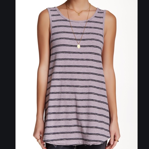 We The Free Tops - Free People Striped Purple Garden Tunic Tank